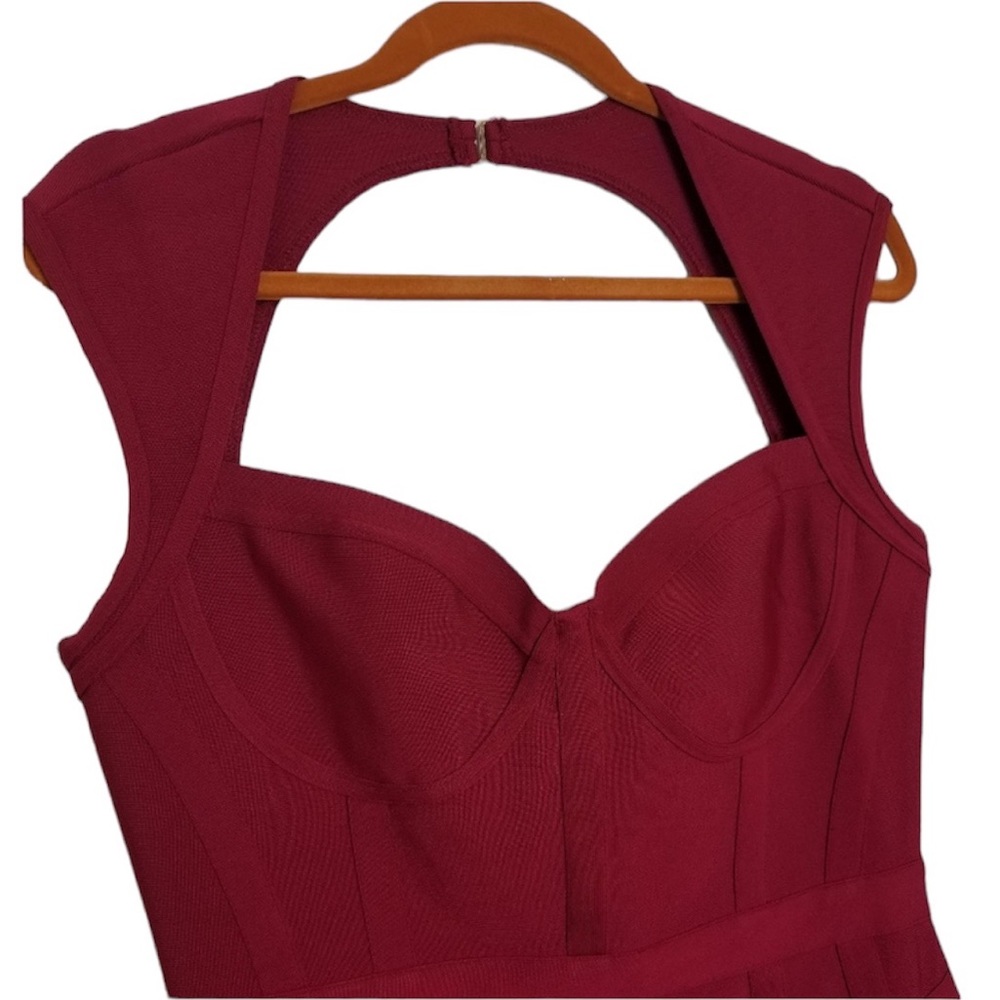Fashion Nova Burgundy Bandage dress Size XL - Picture 6 of 6